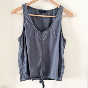 Prana Sz S Womens Blue Gray Tencel Sleeveless Tie Front Top Scoop Neck Capsule